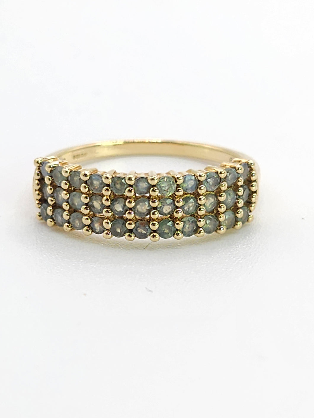 1778: Vintage: 9ct Gold Green Topaz Stacker/Dress Ring- gorgeous green