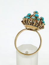 Load image into Gallery viewer, 1848: Vintage; 14ct Gold 19 Turquoise Domed Statement Ring- superb
