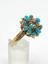 Load image into Gallery viewer, 1848: Vintage; 14ct Gold 19 Turquoise Domed Statement Ring- superb
