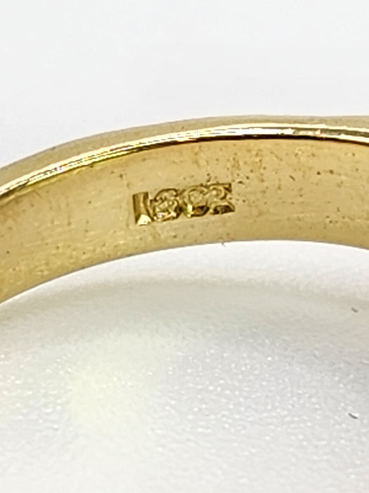 1802: Vintage: 18ct Gold French Blue Sapphirea Diamonds Trilogy Ring - a substantial sparkling beauty.