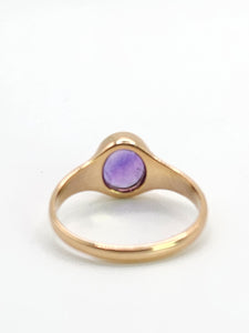 0871: Antique: 9ct Gold Lilac Amethyst Signet Ring- From 1911