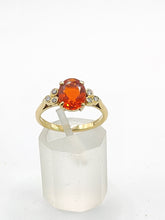 Load image into Gallery viewer, 1471: Vintage: 18ct Gold Lively Fire Opal 6 Diamonds Dress; Ring- simply gorgeous
