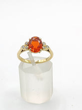 Load image into Gallery viewer, 1471: Vintage: 18ct Gold Lively Fire Opal 6 Diamonds Dress; Ring- simply gorgeous
