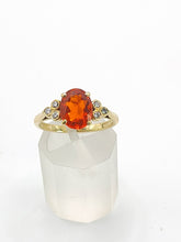 Load image into Gallery viewer, 1471: Vintage: 18ct Gold Lively Fire Opal 6 Diamonds Dress; Ring- simply gorgeous
