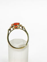 Load image into Gallery viewer, 1471: Vintage: 18ct Gold Lively Fire Opal 6 Diamonds Dress; Ring- simply gorgeous
