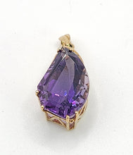 Load image into Gallery viewer, 1762: Vintage; 9ct Gold Teardrop Cut Amethyst Diamonds Pendant- nice weight, lovely cut &amp; colour
