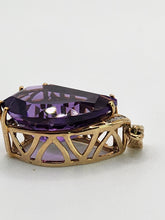 Load image into Gallery viewer, 1762: Vintage; 9ct Gold Teardrop Cut Amethyst Diamonds Pendant- nice weight, lovely cut &amp; colour
