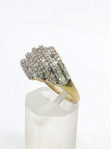 1769: Vintage: 9ct Gold Mixed-Cut Diamonds Statement Ring- fabulous, natural sparkle