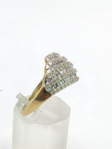 1769: Vintage: 9ct Gold Mixed-Cut Diamonds Statement Ring- fabulous, natural sparkle