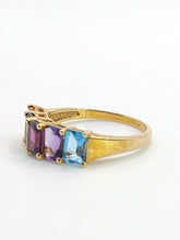 Load image into Gallery viewer, 1771: Vintage: 9ct Gold Mixed Gemstones Half-Eternity Ring- lovely colour combination

