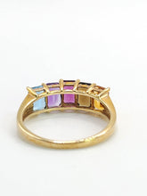 Load image into Gallery viewer, 1771: Vintage: 9ct Gold Mixed Gemstones Half-Eternity Ring- lovely colour combination
