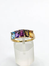 Load image into Gallery viewer, 1771: Vintage: 9ct Gold Mixed Gemstones Half-Eternity Ring- lovely colour combination

