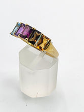 Load image into Gallery viewer, 1771: Vintage: 9ct Gold Mixed Gemstones Half-Eternity Ring- lovely colour combination
