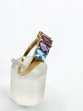 Load image into Gallery viewer, 1771: Vintage: 9ct Gold Mixed Gemstones Half-Eternity Ring- lovely colour combination
