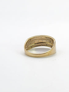 1773: Vintage: 9ct Gold Diamonds Tiered Ring- natural, sparkling symmetry