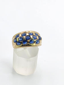 1774: Vintage: 9ct Gold Cornflower Blue Sapphires Cocktail "Bombe" Ring- FAB