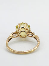 Load image into Gallery viewer, 1776: Vintage: 9ct Gold Peridot 24 Diamonds Cocktail Ring- lovely cut and colour
