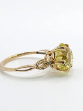 Load image into Gallery viewer, 1776: Vintage: 9ct Gold Peridot 24 Diamonds Cocktail Ring- lovely cut and colour
