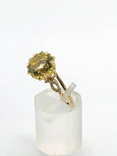 Load image into Gallery viewer, 1776: Vintage: 9ct Gold Peridot 24 Diamonds Cocktail Ring- lovely cut and colour

