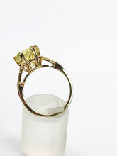 Load image into Gallery viewer, 1776: Vintage: 9ct Gold Peridot 24 Diamonds Cocktail Ring- lovely cut and colour
