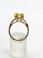 Load image into Gallery viewer, 1776: Vintage: 9ct Gold Peridot 24 Diamonds Cocktail Ring- lovely cut and colour
