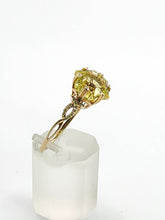 Load image into Gallery viewer, 1776: Vintage: 9ct Gold Peridot 24 Diamonds Cocktail Ring- lovely cut and colour
