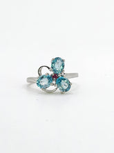 Load image into Gallery viewer, 1775: Vintage: 9ct White Gold Topaz Ruby Eclectic Dress Ring- totally captivating
