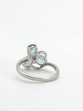 Load image into Gallery viewer, 1775: Vintage: 9ct White Gold Topaz Ruby Eclectic Dress Ring- totally captivating
