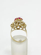 Load image into Gallery viewer, 1484 Vintage: 14ct Gold Rubies Flowerhead Statement Ring- FAB
