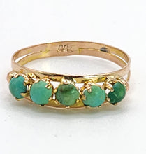 Load image into Gallery viewer, 1557: Antique &amp; Ancient: 18ct Gold Turquoise Half-Eternity/Stacker Ring- Pre-1900
