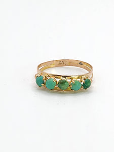 1557: Antique & Ancient: 18ct Gold Turquoise Half-Eternity/Stacker Ring- Pre-1900