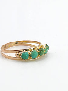 1557: Antique & Ancient: 18ct Gold Turquoise Half-Eternity/Stacker Ring- Pre-1900