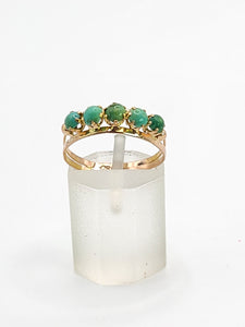 1557: Antique & Ancient: 18ct Gold Turquoise Half-Eternity/Stacker Ring- Pre-1900