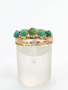 1557: Antique & Ancient: 18ct Gold Turquoise Half-Eternity/Stacker Ring- Pre-1900