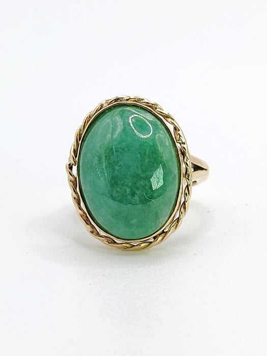 1667 Vintage: 9ct Yellow Gold Aventurine Solitaire Ring