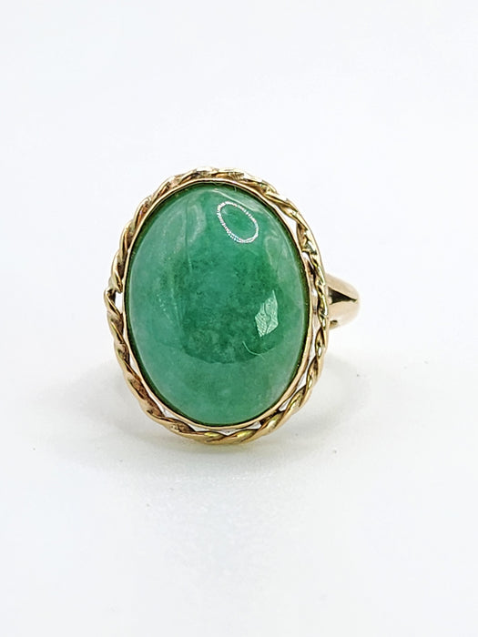 1667 Vintage: 9ct Yellow Gold Aventurine Solitaire Ring