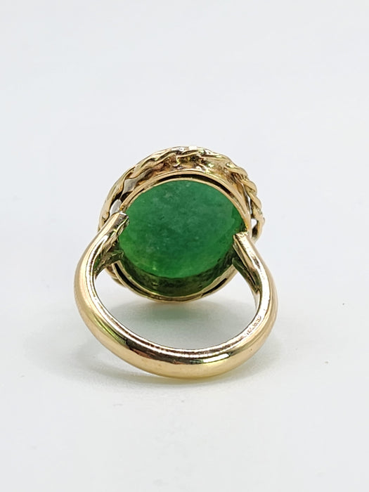 1667 Vintage: 9ct Yellow Gold Aventurine Solitaire Ring