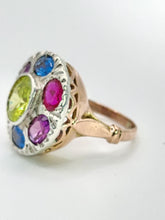 Load image into Gallery viewer, 1699: Vintage: 9ct Rose &amp; White Gold Multi-Gem Cocktail Ring -Statement eye candy
