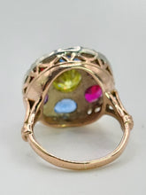 Load image into Gallery viewer, 1699: Vintage: 9ct Rose &amp; White Gold Multi-Gem Cocktail Ring -Statement eye candy
