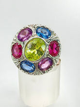 Load image into Gallery viewer, 1699: Vintage: 9ct Rose &amp; White Gold Multi-Gem Cocktail Ring -Statement eye candy
