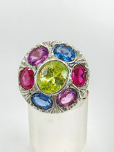 Load image into Gallery viewer, 1699: Vintage: 9ct Rose &amp; White Gold Multi-Gem Cocktail Ring -Statement eye candy
