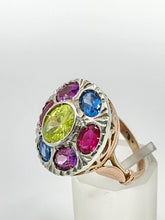 Load image into Gallery viewer, 1699: Vintage: 9ct Rose &amp; White Gold Multi-Gem Cocktail Ring -Statement eye candy
