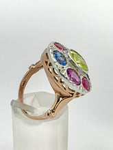 Load image into Gallery viewer, 1699: Vintage: 9ct Rose &amp; White Gold Multi-Gem Cocktail Ring -Statement eye candy
