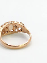 Load image into Gallery viewer, 1756: Antique: 9ct Rose Gold Vivid White Opals Diamonds Boat Ring- From 1912
