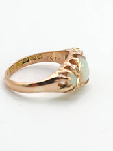 Load image into Gallery viewer, 1756: Antique: 9ct Rose Gold Vivid White Opals Diamonds Boat Ring- From 1912
