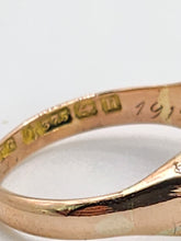 Load image into Gallery viewer, 1756: Antique: 9ct Rose Gold Vivid White Opals Diamonds Boat Ring- From 1912
