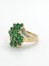 Load image into Gallery viewer, 1789: Vintage: 9ct Gold Emeralds Diamonds Cocktail Ring- Thrilling
