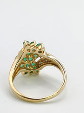 Load image into Gallery viewer, 1789: Vintage: 9ct Gold Emeralds Diamonds Cocktail Ring- Thrilling
