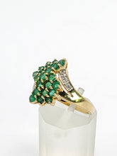 Load image into Gallery viewer, 1789: Vintage: 9ct Gold Emeralds Diamonds Cocktail Ring- Thrilling

