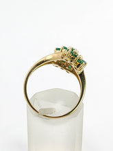 Load image into Gallery viewer, 1789: Vintage: 9ct Gold Emeralds Diamonds Cocktail Ring- Thrilling
